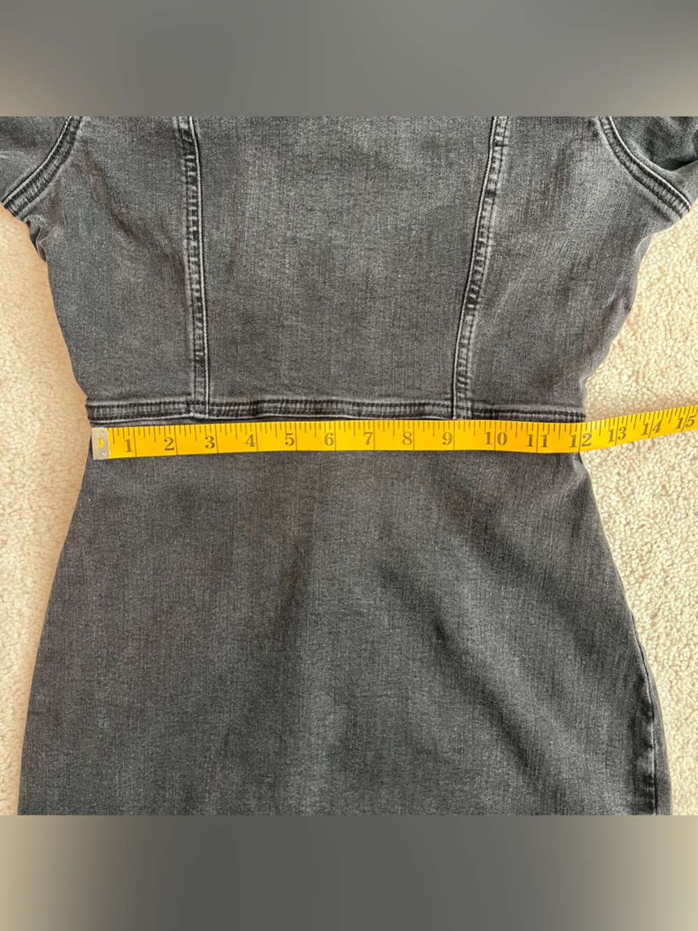 Noisy May NMPELLA Dark Charcoal Washed Denim Fitted Waist Mini Dress S - Picture 6 of 9